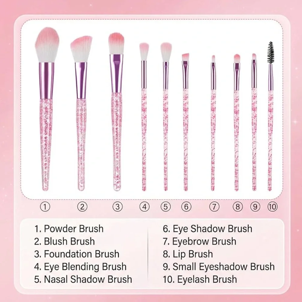 Glitter Makeup Brush Set with Case